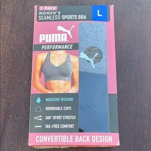 Puma Performance Seamless Sports Bra 2-Pack - Gray and Blue